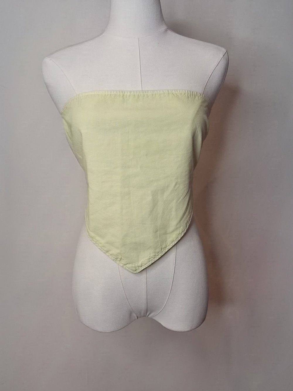 Zara Pale Yellow Strapless Bandana Tie Back Top XS
